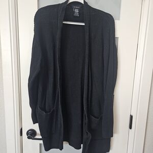 Chic Black Open-Front Cardigan